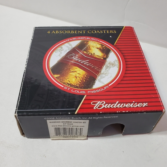 Budweiser Absorbent Coaster Set of 4 New 2008 - Picture 5 of 6
